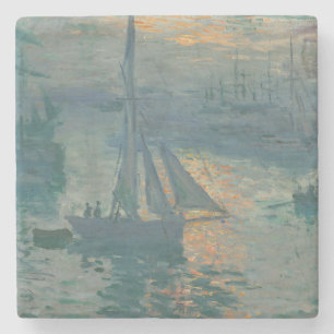 Posavasos De Piedra Claude Monet Amanecer Marino Barco de Vela Impresi