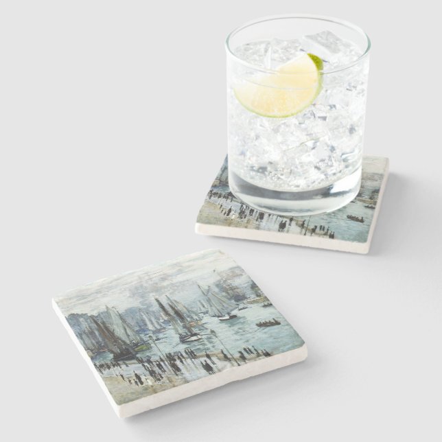 Posavasos De Piedra Claude Monet, barcos de pesca que salen del puerto (Lateral)