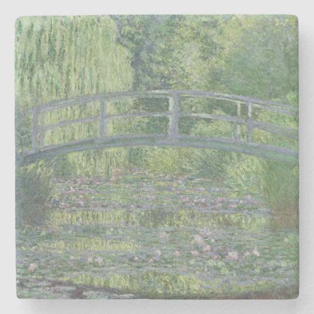 Posavasos De Piedra Claude Monet | El estanque acuático: Armonía verde (Anverso)
