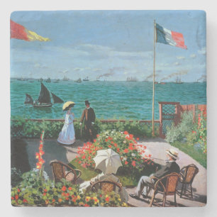 Posavasos De Piedra Claude Monet el la terraza en Sainte-Adresse,