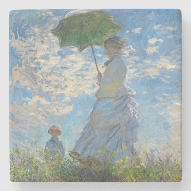 Posavasos De Piedra Claude Monet - El paseo, mujer con sombrilla (Anverso)
