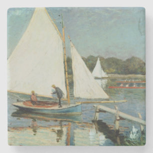 Posavasos De Piedra Claude Monet el que navega en Argenteuil, c.1874