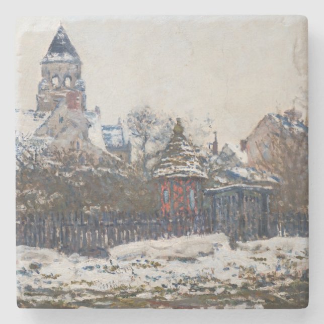 Posavasos De Piedra Claude Monet - La Iglesia de Vetheuil (Anverso)