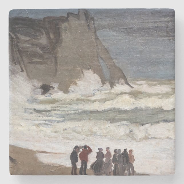 Posavasos De Piedra Claude Monet - Mar duro en Etretat (Anverso)