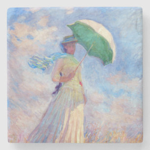 Posavasos De Piedra Claude Monet - Mujer con un Parasol mirando a la d