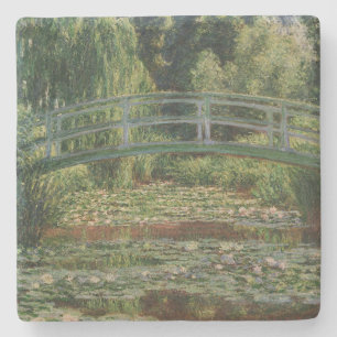 Posavasos De Piedra Claude Monet, puente japonés de fútbol y piscina d