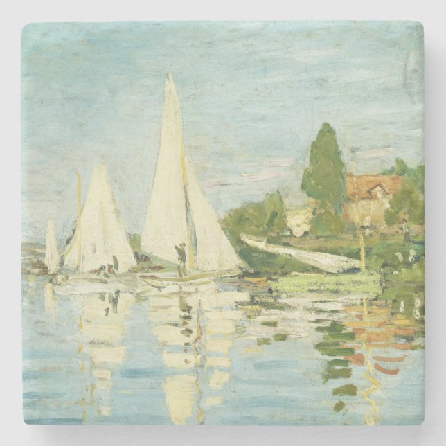 Posavasos De Piedra Claude Monet. Regattas en Argenteuil (Anverso)