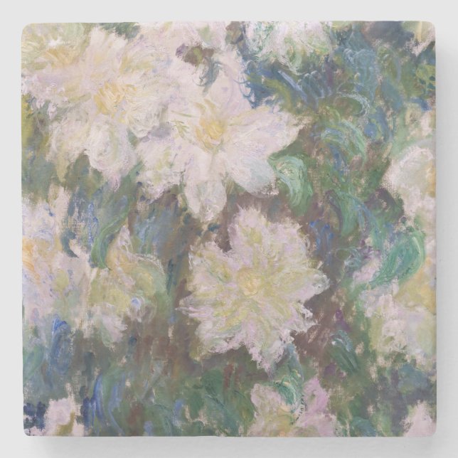 Posavasos De Piedra Claude Monet - White Clematis (Anverso)