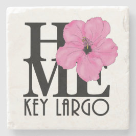 Posavasos De Piedra Clave HOME Largo Pink Hibiscus