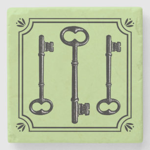 Posavasos De Piedra Claves de esqueleto vintage