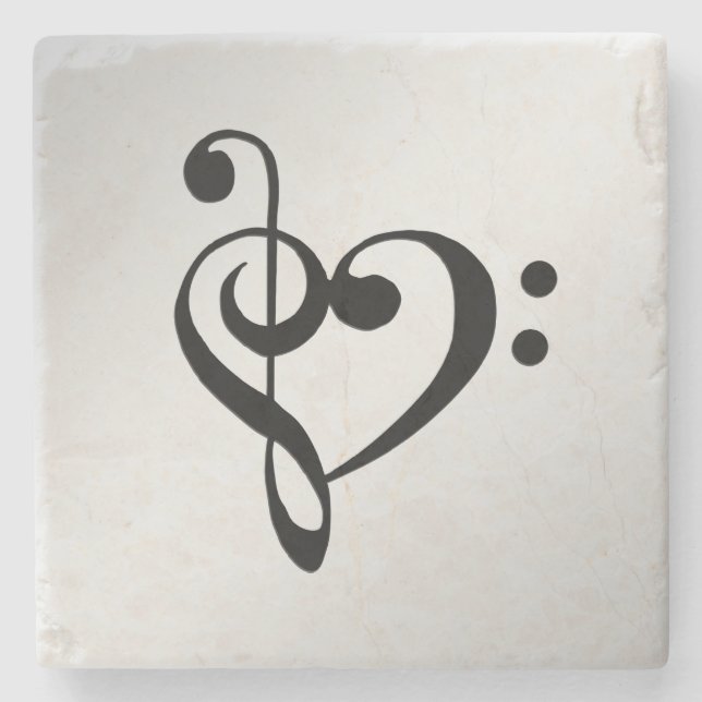 Posavasos De Piedra Clef de Música Corazón (Anverso)