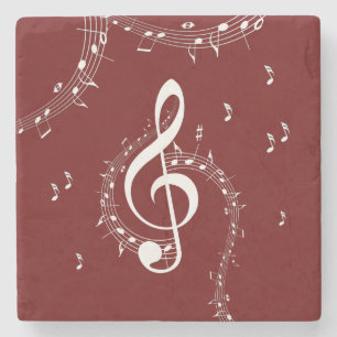 Posavasos De Piedra Clef G Climático Música Rojo