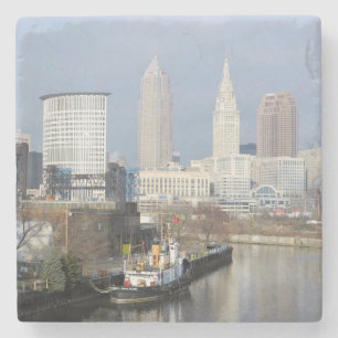 Posavasos De Piedra Cleveland OH River View Stone Coaster