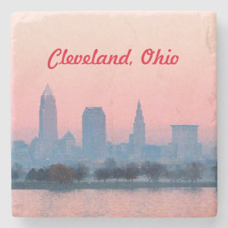 Posavasos De Piedra Cleveland por la noche