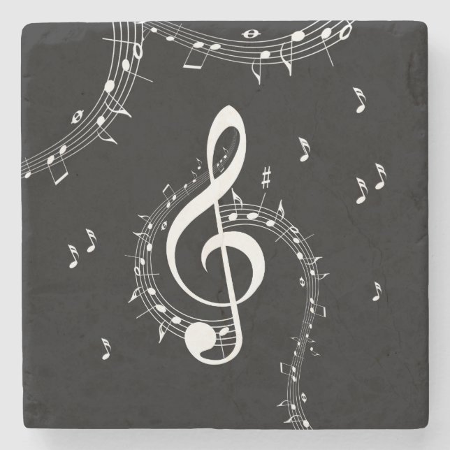 Posavasos De Piedra Climactic G Clef Music Black (Anverso)