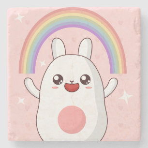 Posavasos De Piedra Clísico arcoiris de Kawaii