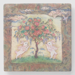 Posavasos De Piedra Cloud Rabbits & Tree of Life