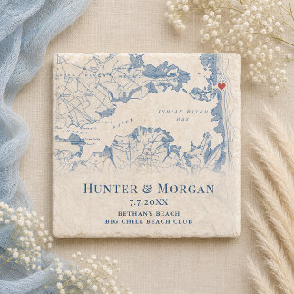 Posavasos De Piedra Club de Playa Big Chill Favor de Boda Bethany Beac