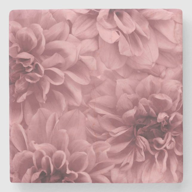 Posavasos De Piedra Clúster de Flores de Mauve Dahlia (Anverso)