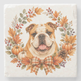 Posavasos De Piedra Coaster de English Bulldog de Otoño