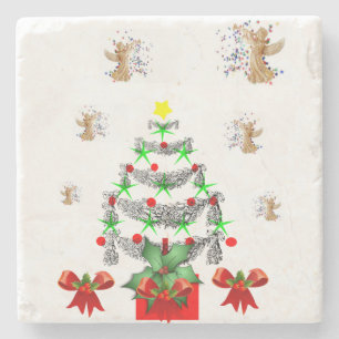 Posavasos De Piedra Coaster de Navidad de piedra mármol ángel