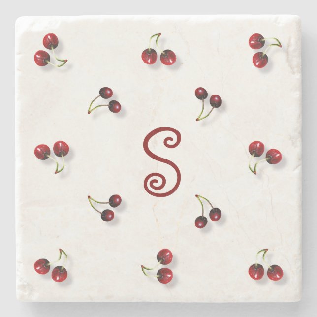 Posavasos De Piedra Coaster de Piedra de Cerezas (Anverso)