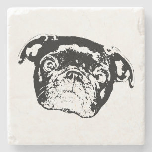 Posavasos De Piedra Coaster de reunión de Pug brillante