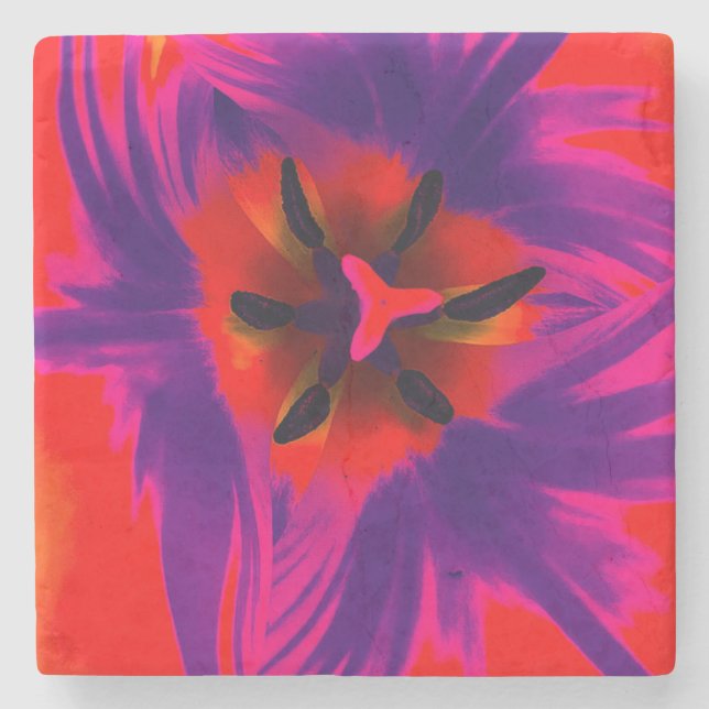 Posavasos De Piedra Coaster, floral design, tulip (Anverso)