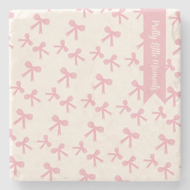 Posavasos De Piedra Coaster Sueños de Lazo Rosa (Anverso)