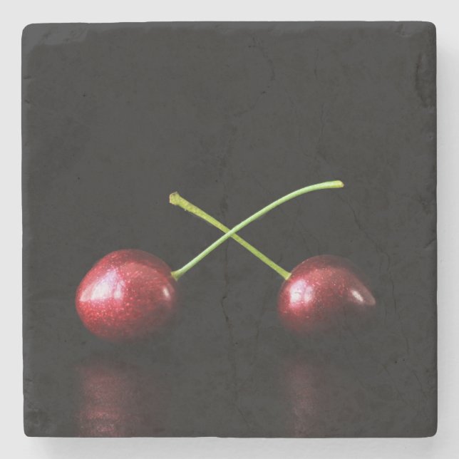 Posavasos De Piedra Coastercnm de dos cerezas (Anverso)