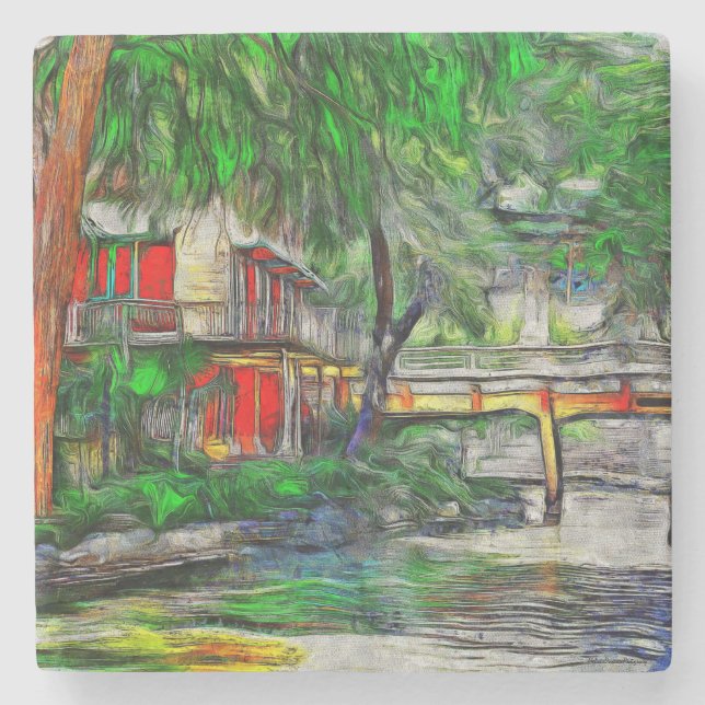 Posavasos De Piedra Coasters de San Antonio Riverwalk (Anverso)