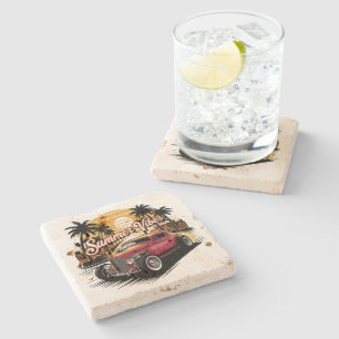Posavasos De Piedra Coche Clásico Vibraciones de Verano