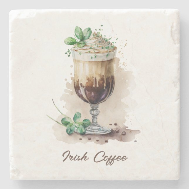 Posavasos De Piedra Cocina de montaña, piedra - café irlandés (Anverso)