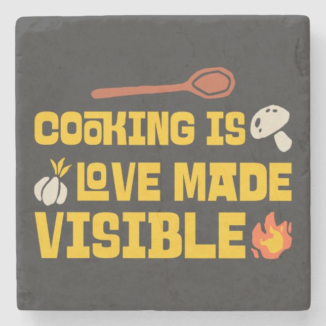 Posavasos De Piedra Cocinar es amor hecho visible (Anverso)