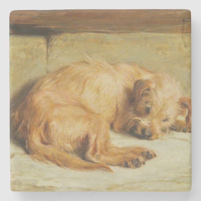 Posavasos De Piedra Cocker español Perro inglés (por Briton Rivière) (Anverso)