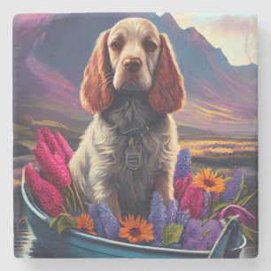 Posavasos De Piedra Cocker Spaniel en un remo: Una aventura escénica