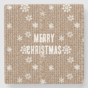 Posavasos De Piedra Cocoa Cream Copos de Nieve Navidad