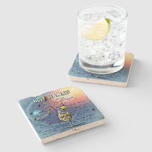Posavasos De Piedra Cóctel azul hawaiano (#1 de 12 conjuntos de receta