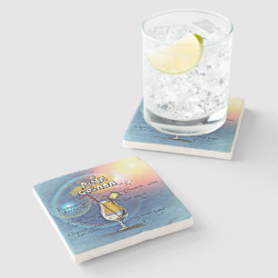 Posavasos De Piedra Cóctel Pina Colada (#5 de 12 paquetes de recetas p