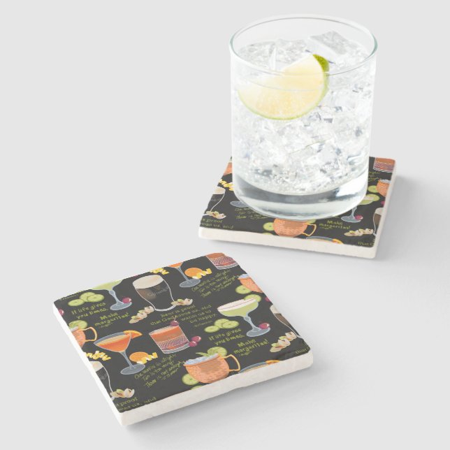 Posavasos De Piedra Cócteles y contemplación (Lateral)