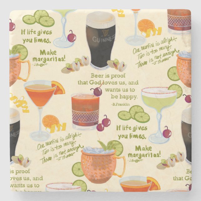 Posavasos De Piedra Cócteles y conversación (Anverso)