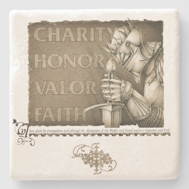 Posavasos De Piedra Código de caballería (Anverso)