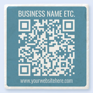Posavasos De Piedra Código QR azul océano editable