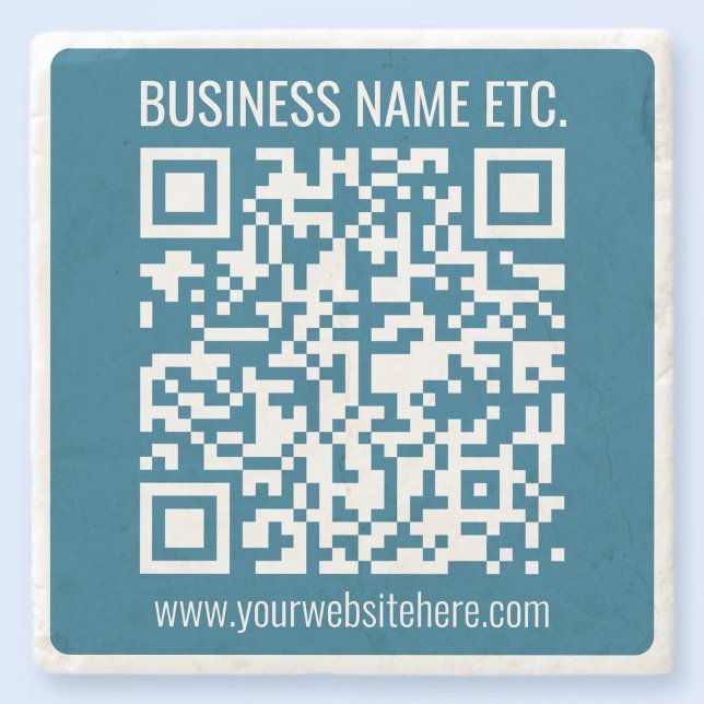 Posavasos De Piedra Código QR azul océano editable (Subido por el creador)