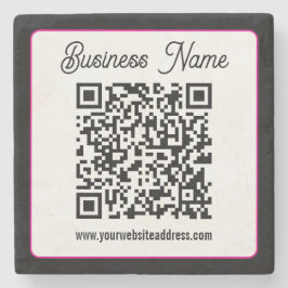 Posavasos De Piedra Código QR con letra cursiva de guión