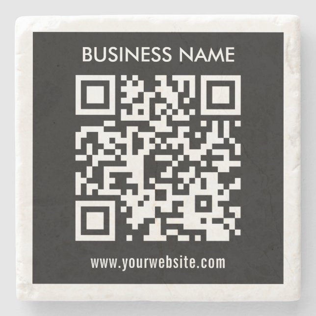 Posavasos De Piedra Código QR editable (generado al instante) | Negro (Anverso)