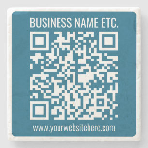 Posavasos De Piedra Código QR editable Ocean Blue