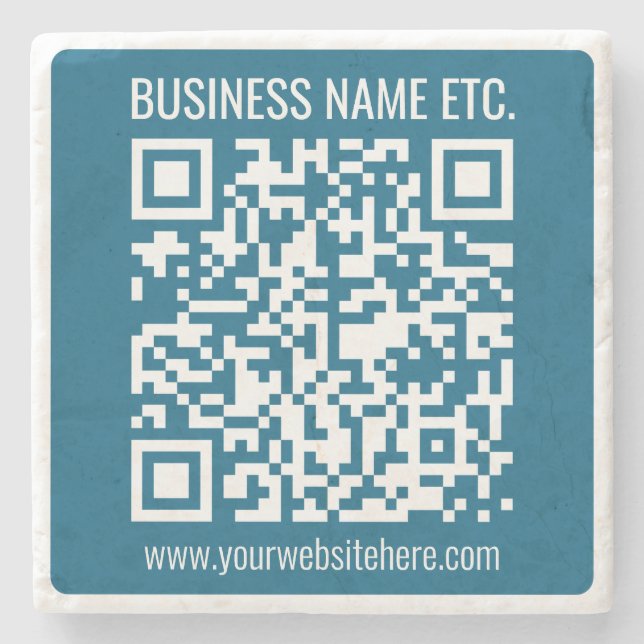 Posavasos De Piedra Código QR editable Ocean Blue (Anverso)