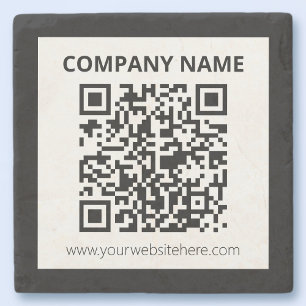 Posavasos De Piedra Código QR editable y diseño simple personalizable