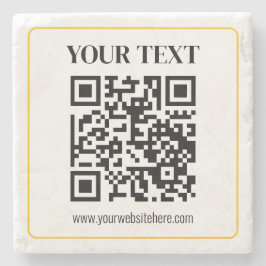 Posavasos De Piedra Código QR editable y texto con borde de oro amaril